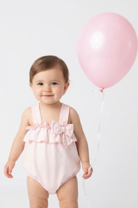 Calamaro girls strap romper with stripe detail 32547-26 pink