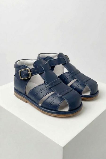 Borboleta Boys Leather Sandal  Augusto 3320 Navy