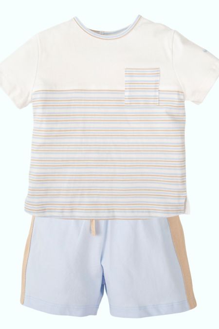 Tutto Piccolo boys round neck tshirt and short set 2704s26 BLUE