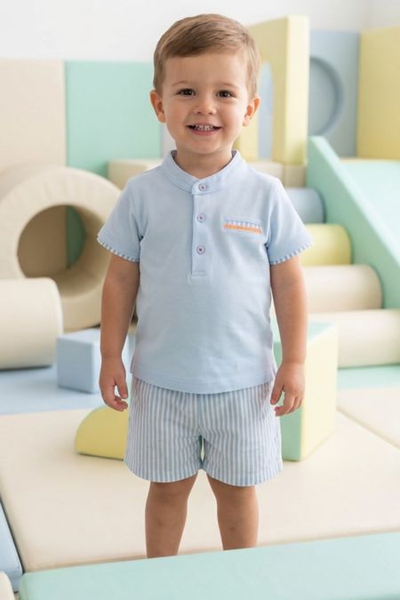 Tutto Piccolo boys grandad collar set 2707s26 BLUE