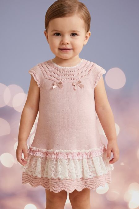Carmen Tabner knitted dress with lace CT1000 PINK
