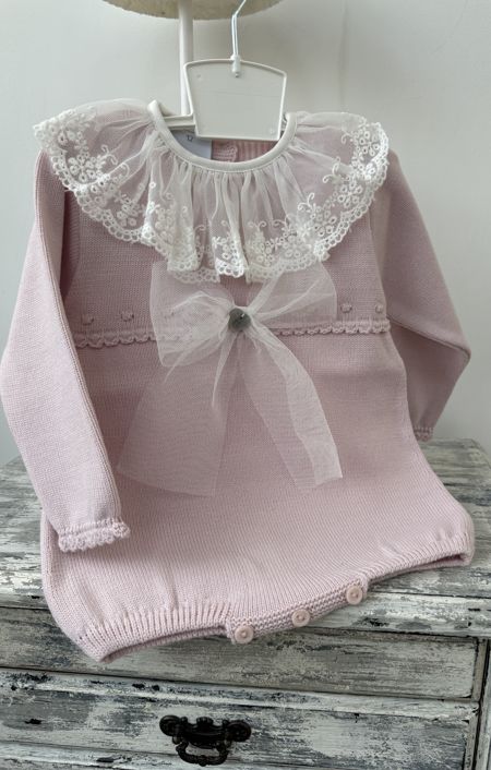 Granlei girls tulle bow knitted romper 225-642 P7