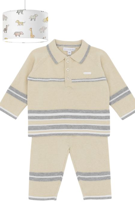 Bluesbaby boys knit stripe two piece knit BB2120-25 beige