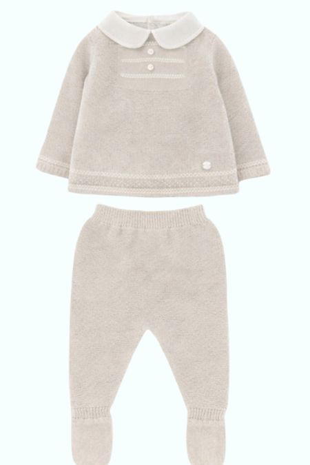 Martin Aranda boys knitted set with collar 004-10302 BEIGE
