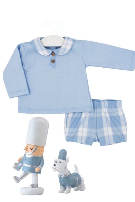 Rapife boys matching collar and short set  4214-25 blue