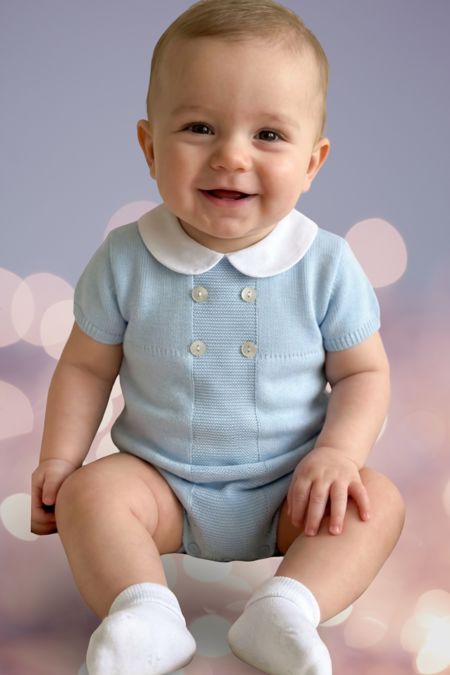 Granlei baby boys button romper 126-541-21 Blue