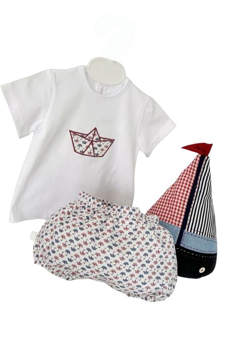 Rapife baby boys T- shirt & bloomer short 4914S21  BL-RD