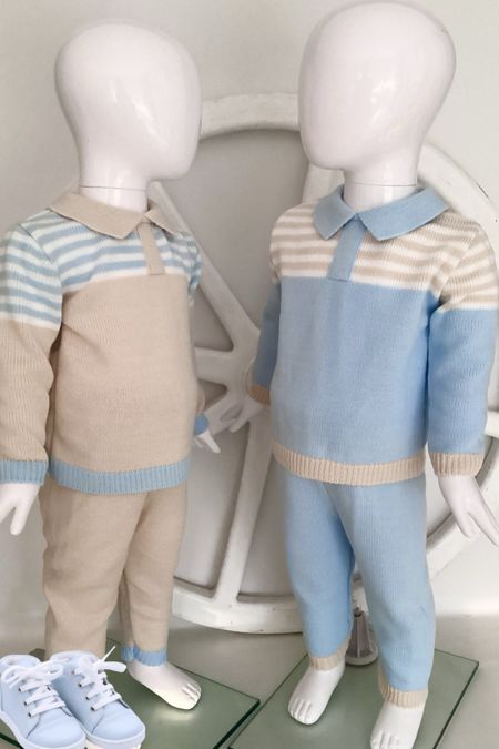 Little Star boys quarter stripe knit set 25200 BLUE