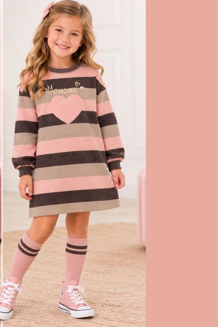 Mayoral Girls Stripes dress 4930-47-123 nude