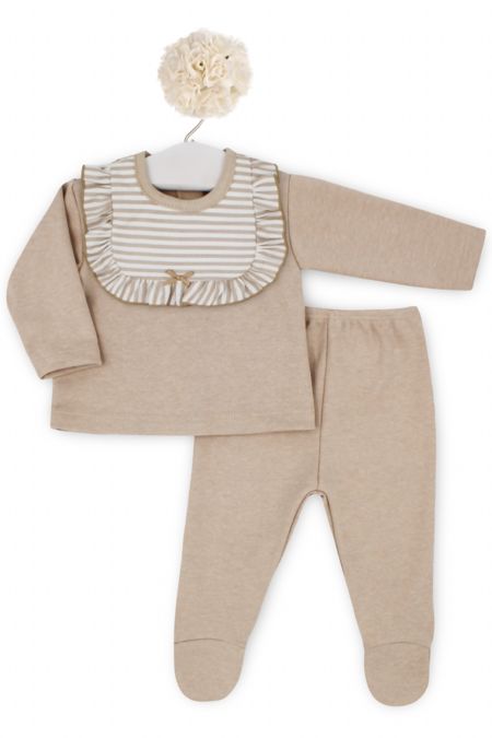 Rapife Girls frill mock collar two piece set  5201-25 beige