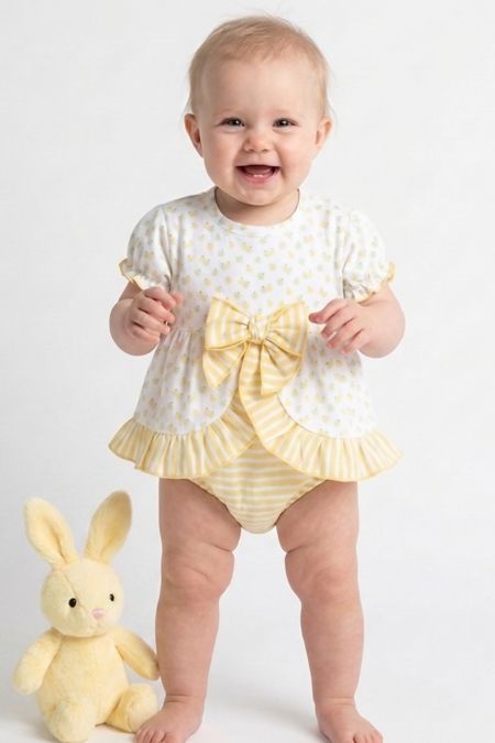 Calamaro baby bow top and knickers 11109 yelllow