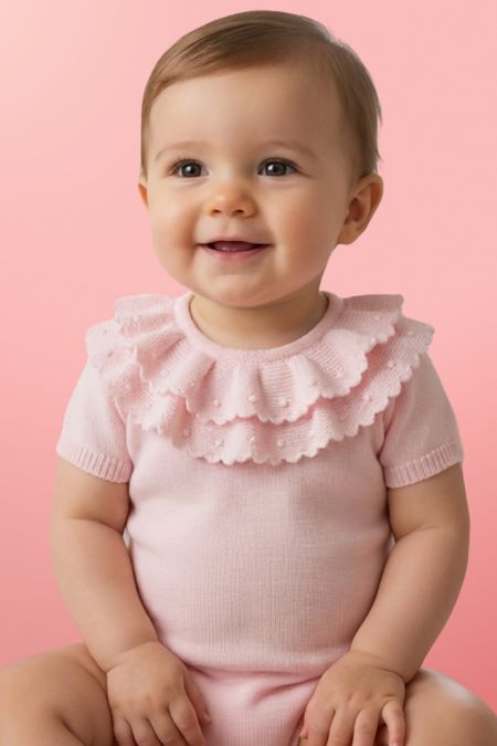Little Star double collar knit romper P1127 pink