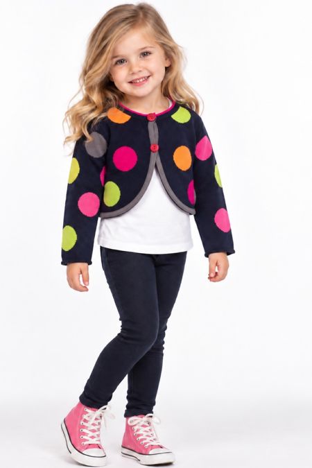 Deux par Deux Girls Navy Polka Dot Knitted Bolero CT32