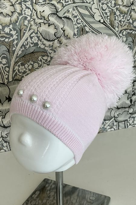Pex baby girls big pearl pom pull on hat 6051-01 Pink