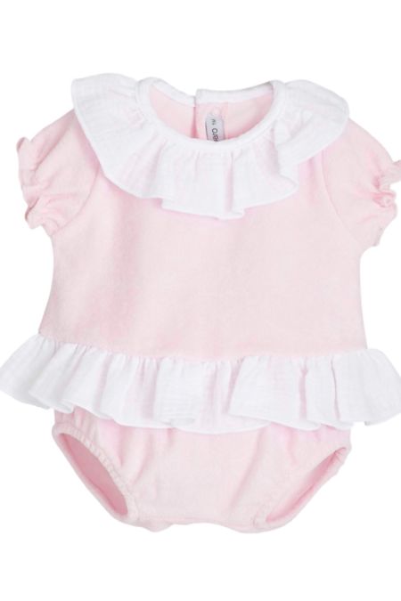 Calamaro girls towelling top and knicker set 11281-26 pink