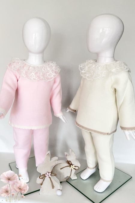 Little Star girls knitted tracksuit with lace collar c91111-IV