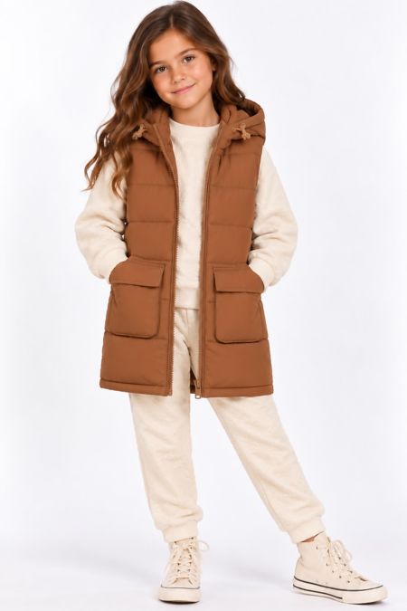 Mayoral girls gillet 7379-70-022 BROWN