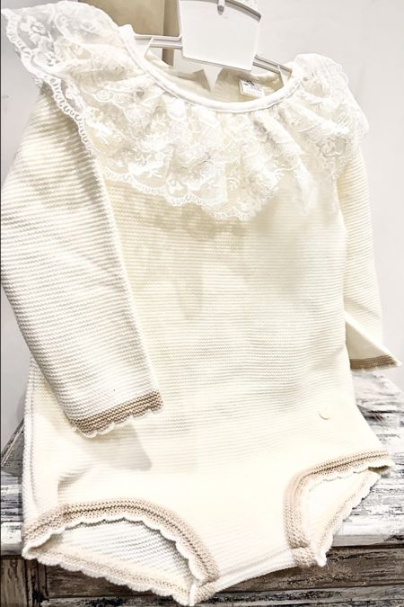 Little Star baby girls lace neck romper P9215 ivory
