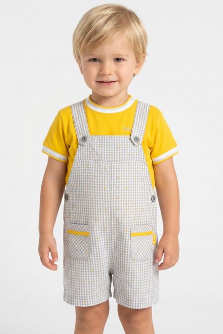 Tutto Piccolo boys T-shirt & Dungaree 6613-6413-19 Mustard/Grey