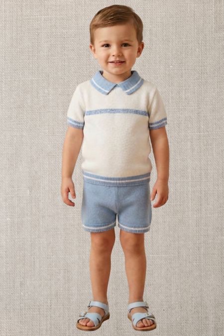 Little Star boys knitted two piece C1128 BLUE