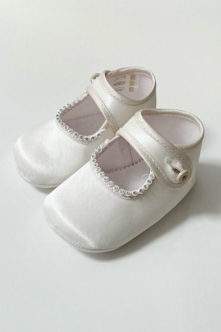 Cuquito Girls Diamante Satin Shoes 50451 Ivory