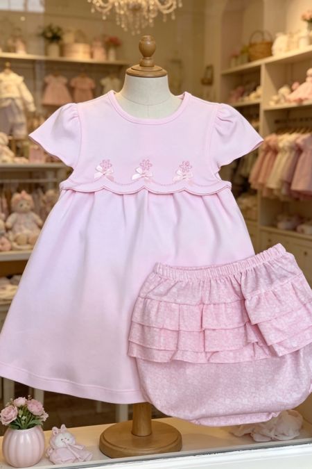 Mintini Baby pale pink girls dress and knicks NN0354 Pink