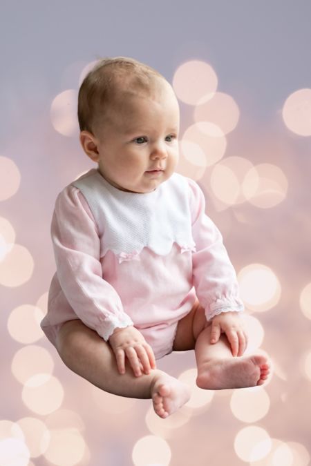 Little Star girls white bib and bow romper SG259 pink