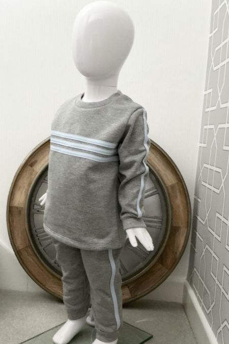 Little Star boys stripe jogsuit SG236 Grey/blue