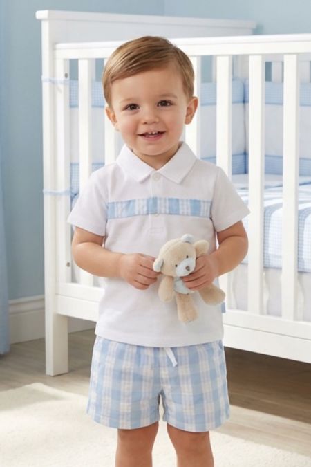 Tutto Piccolo boys polo top and shorts 2702s26 BLUE