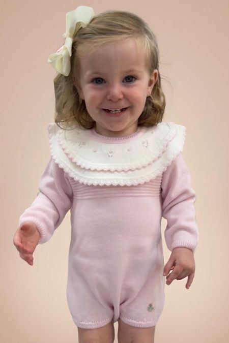 Granlei baby girls knitted double collar romper 225-229C4-Z7 PK