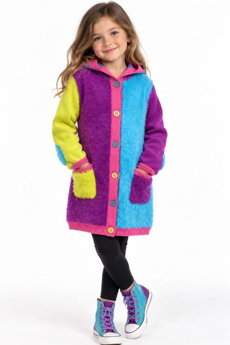 Deux Par Deux girls knitted hooded cardigan coat  ET33