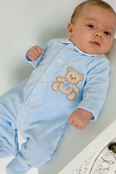 Little Star babygrow with embroidered TEDDY SG263VEL BLUE