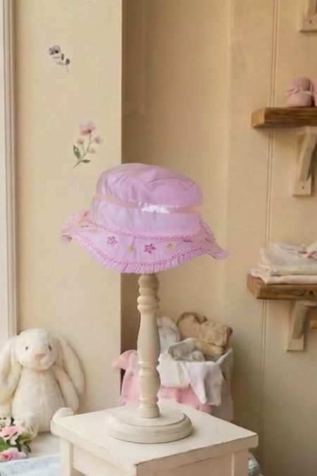 Little Star baby girls embroidered beanie sun hat 7S463 Pink