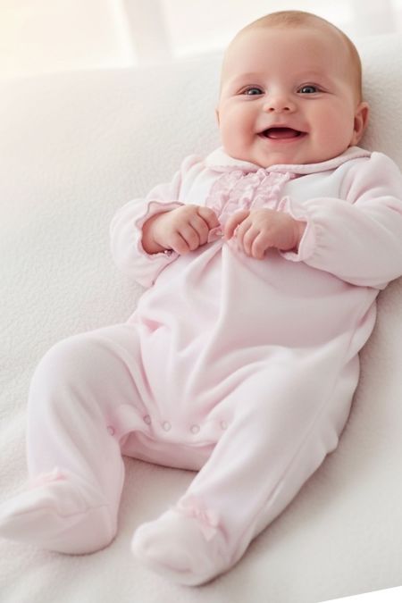 Bluesbaby girls babygrow lace trim BB2070-25 pink