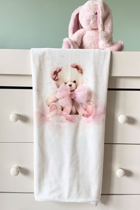 Jamiks girls blanket with bear and bow JZI151-25 pink