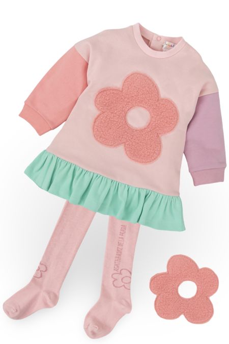 Agatha Ruiz girls dress with fluffy flower 8238-225 pink