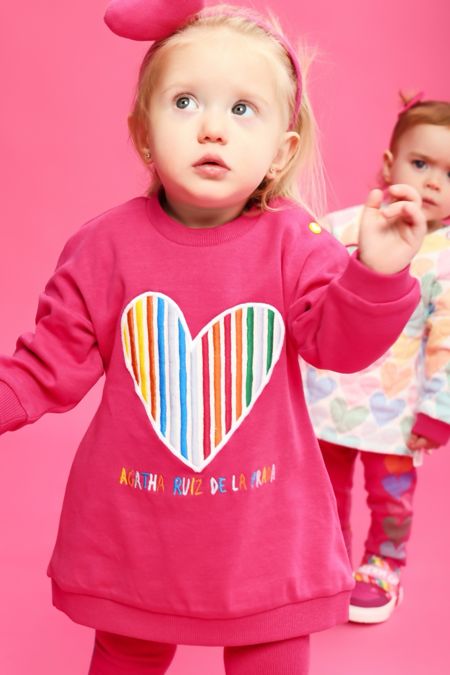 Agatha Ruiz girls multi colour  heart dress 8282-225 cerise