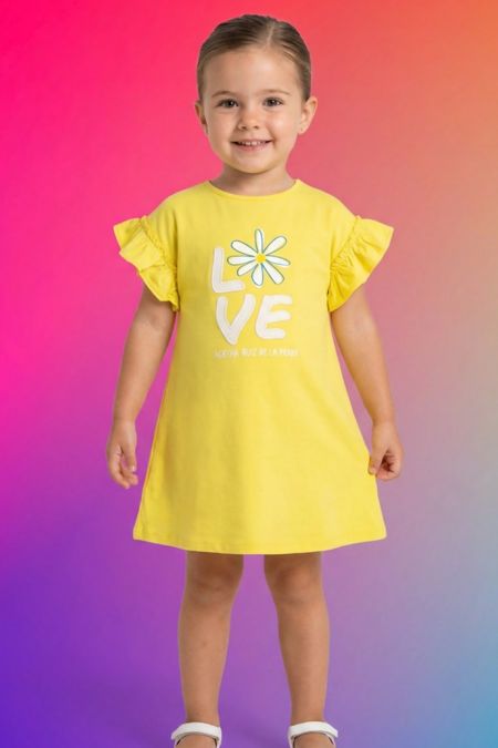 Agatha Ruiz girls yellow flower dress 8289-26 yellow