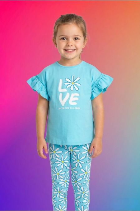 Agatha Ruiz girls flower legging set 8739-26 turq