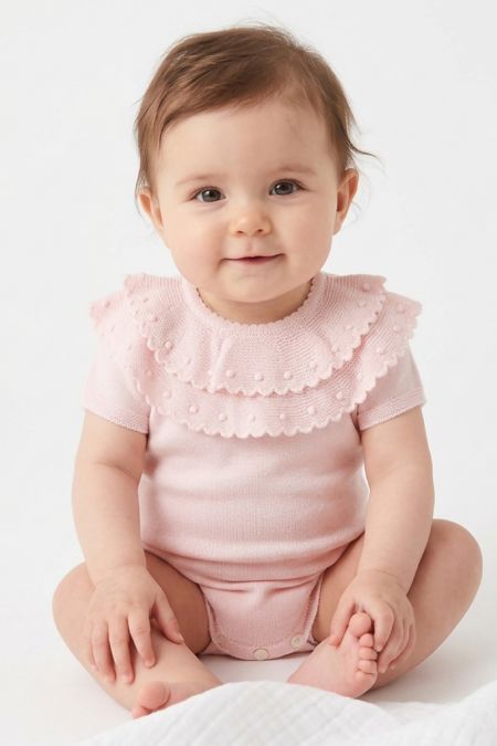 Little Star double collar knit romper P1127 pink