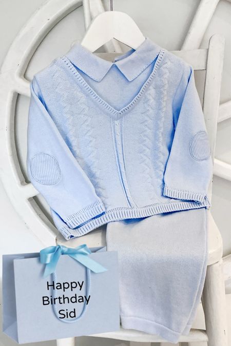 Pex Baby boys cotton knit jumper and trouser Baptiste B6579 Blue