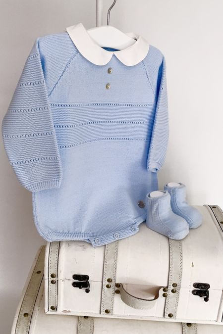 Granlei baby boys knitted romper 225-151-L Baby Blue