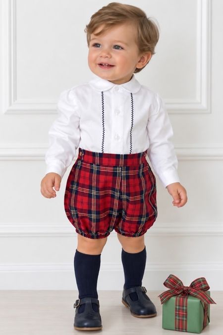 Little Star boys shirt and tartan shorts SG132