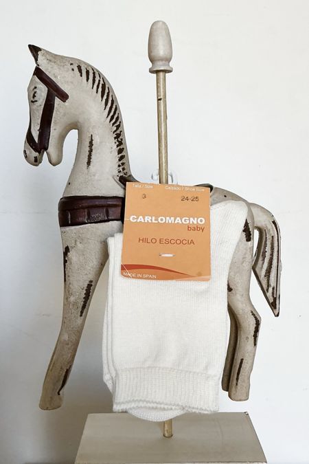 Carlomagno boys plain fine knit socks 95-Ivory
