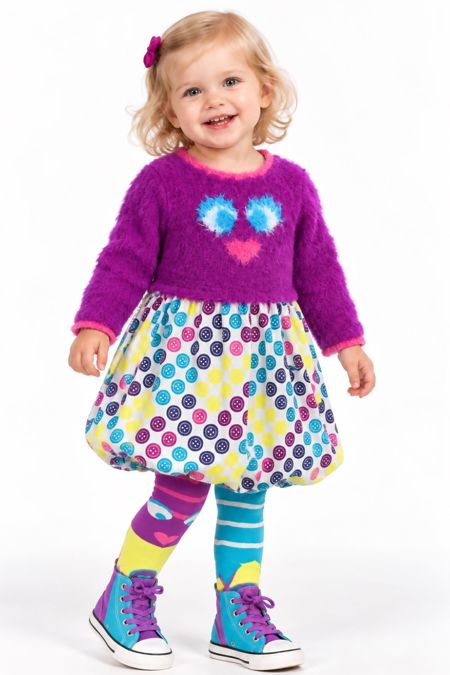 Deux Par Deux girls dress & tights E96-EC