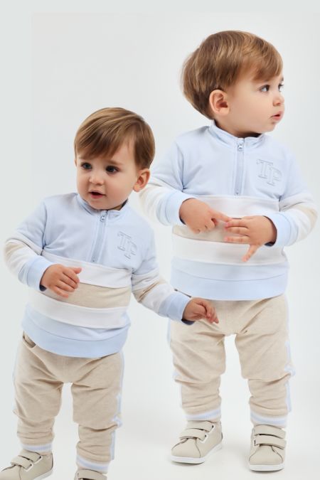 Tutto Piccolo boys quarter zip tracksuit 2711-25 beige
