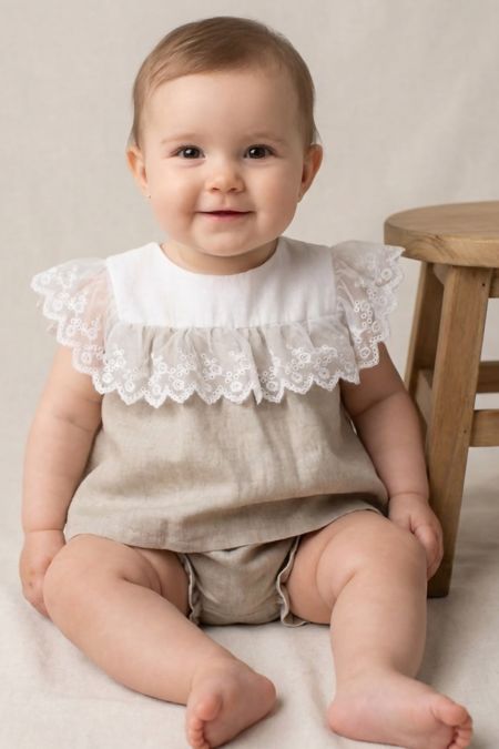 Rapife baby girls linen lace summer dress 5282C25-30 BGE