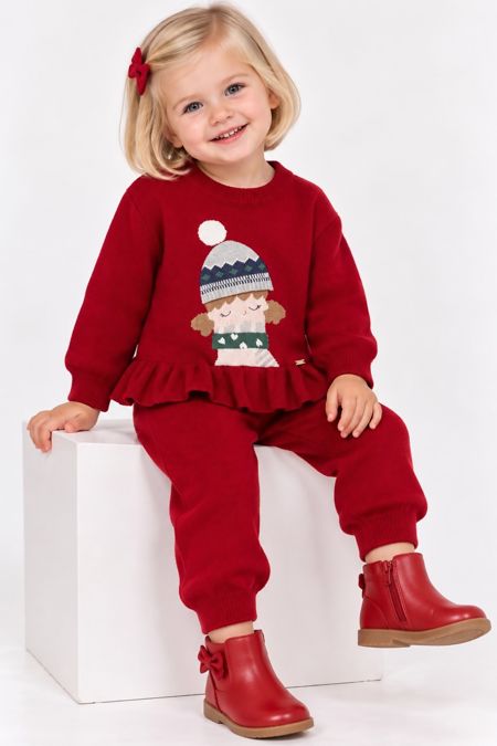 Mayoral baby girls knitted jogsuit 2543-76-022 RED