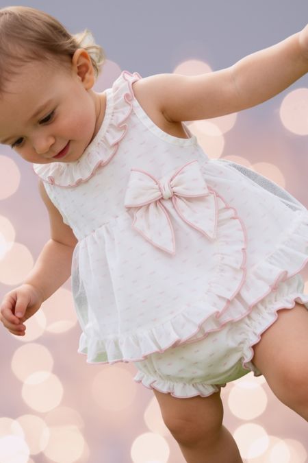 Calamaro girls bow dress and knickers 22108-26 pink