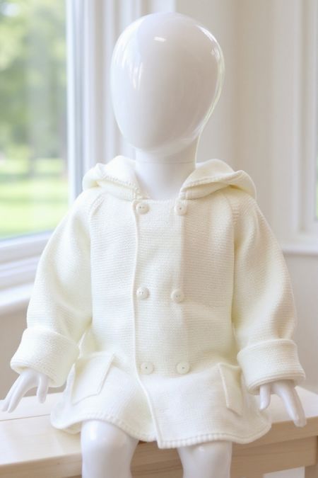 Granlei Boys hooded knitted jacket 223-4321-77 Ivory